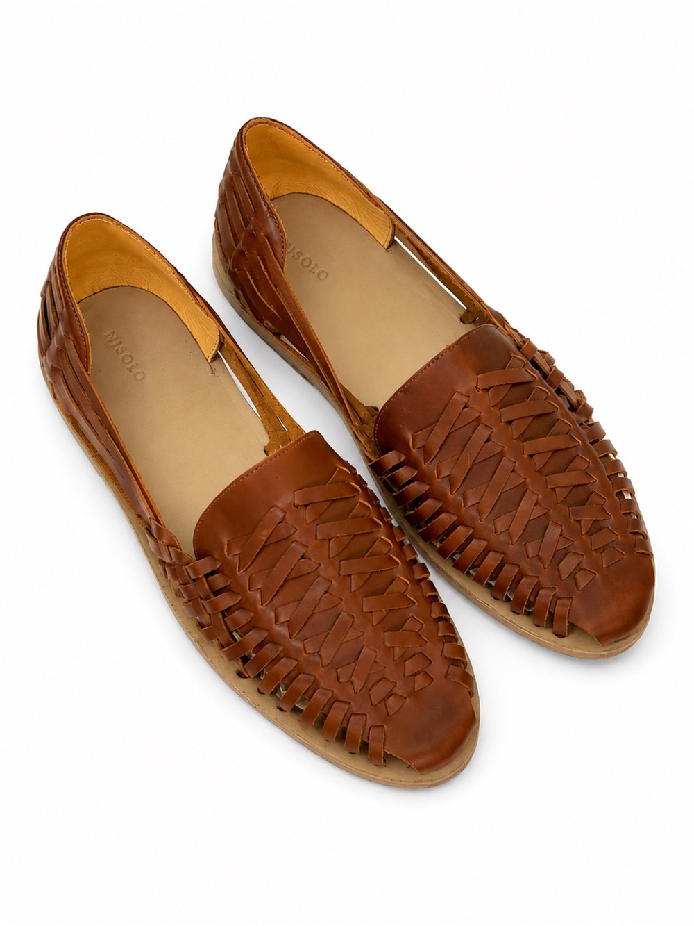 NWB Nisolo Huarache Sandals 2.0 Brandy Handwoven Leather Men’s Size 13